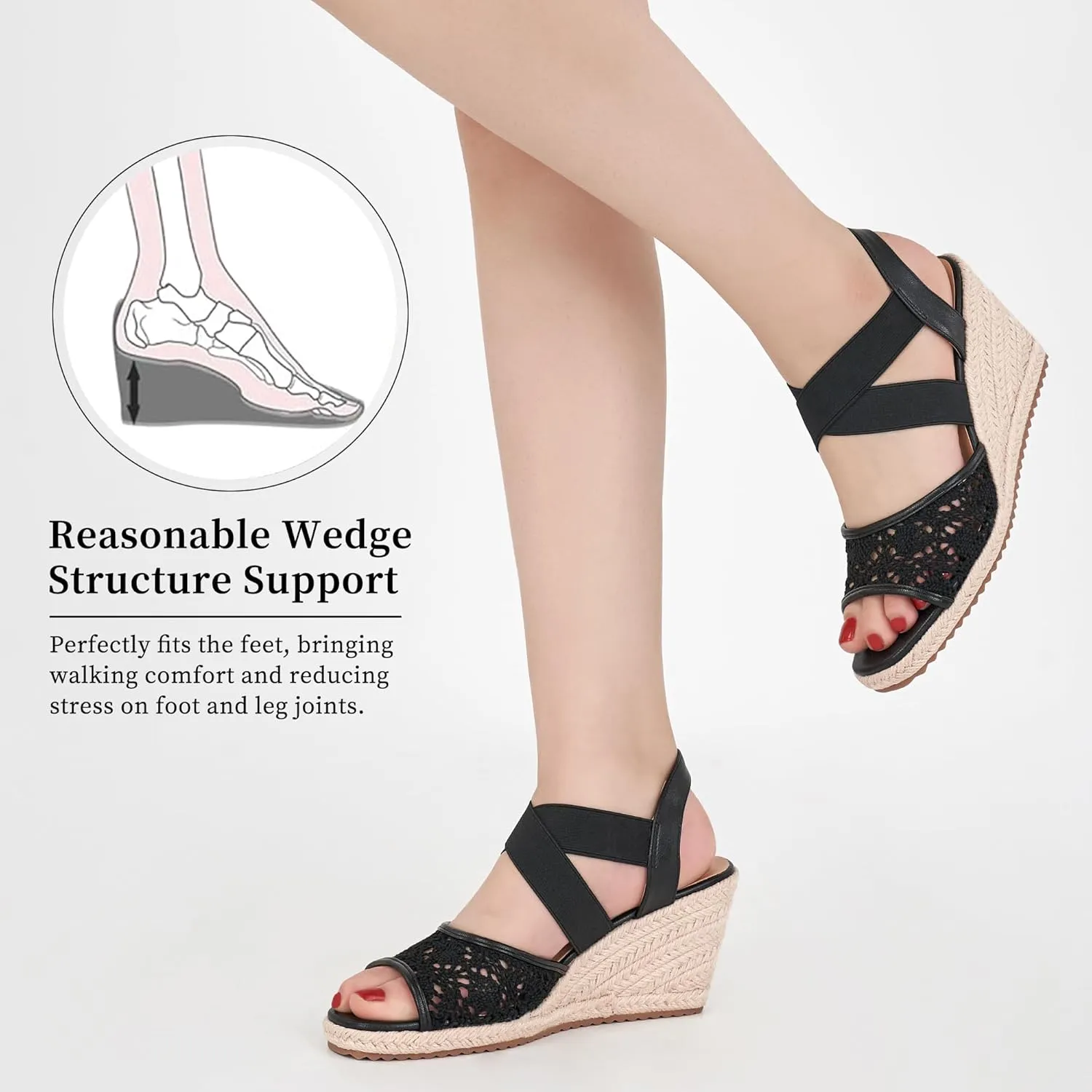 FUDYNMALC Sandals for Women Wedge Heels: Summer Dressy Platform Espadrilles Wedges - Comfortable Square Open Toe Wedding Shoes 2025