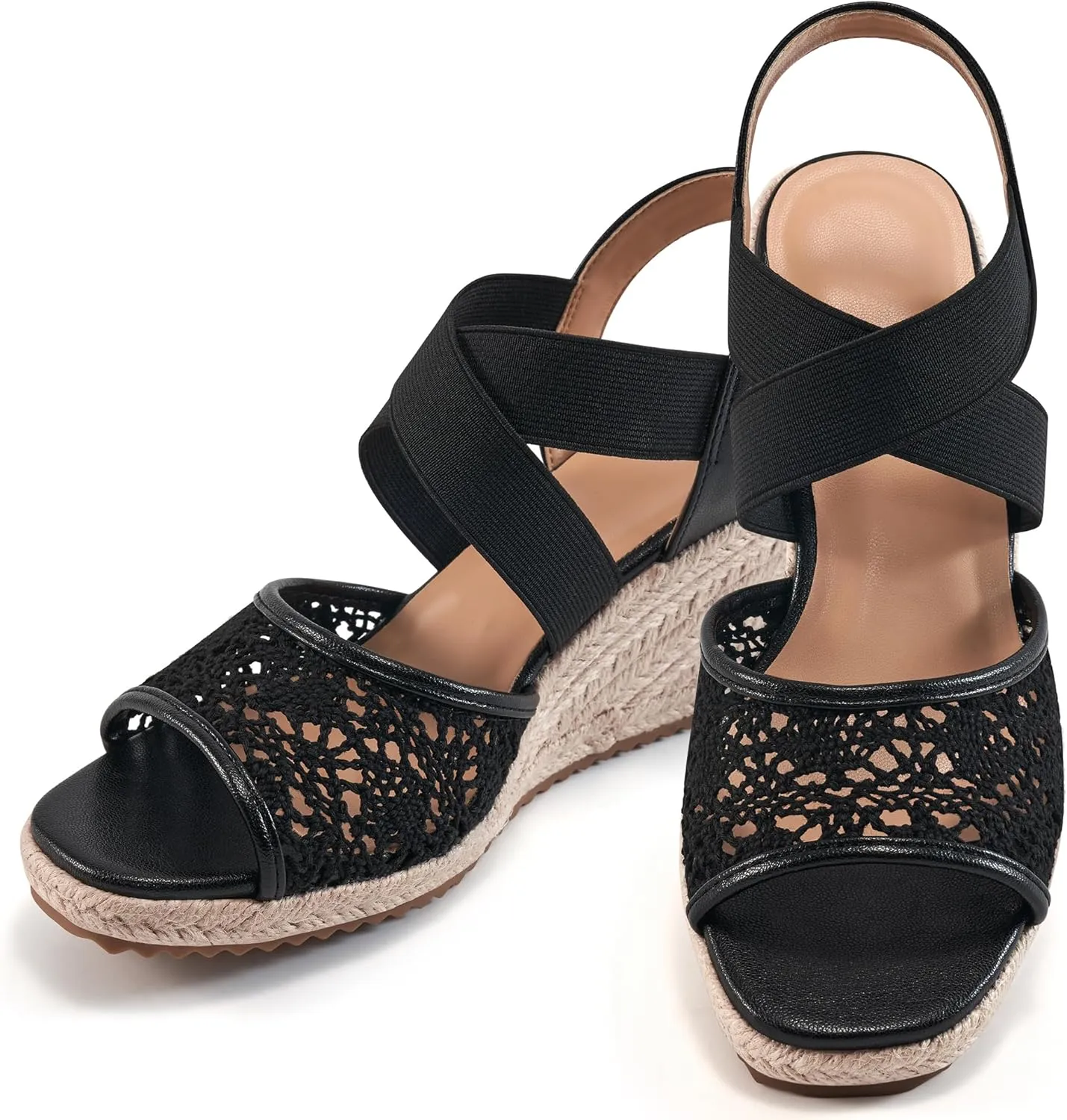 FUDYNMALC Sandals for Women Wedge Heels: Summer Dressy Platform Espadrilles Wedges - Comfortable Square Open Toe Wedding Shoes 2025