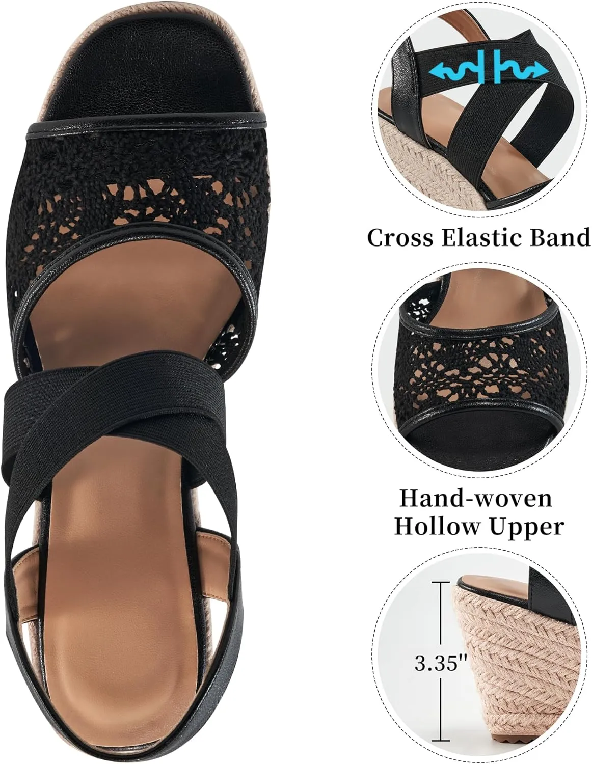 FUDYNMALC Sandals for Women Wedge Heels: Summer Dressy Platform Espadrilles Wedges - Comfortable Square Open Toe Wedding Shoes 2025
