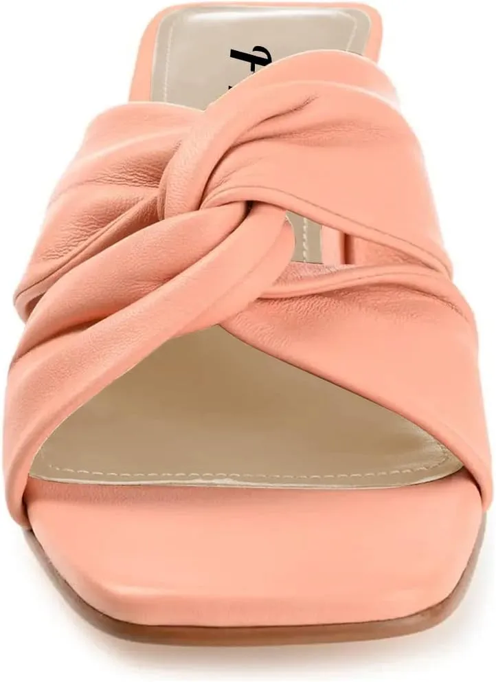 FYS Women Block Chunky Heel Slide Sandal Cross Strap Cutout Mule Square Open Toe Slippers Backless Party Summer Dressy Shoes Size 4-15 US
