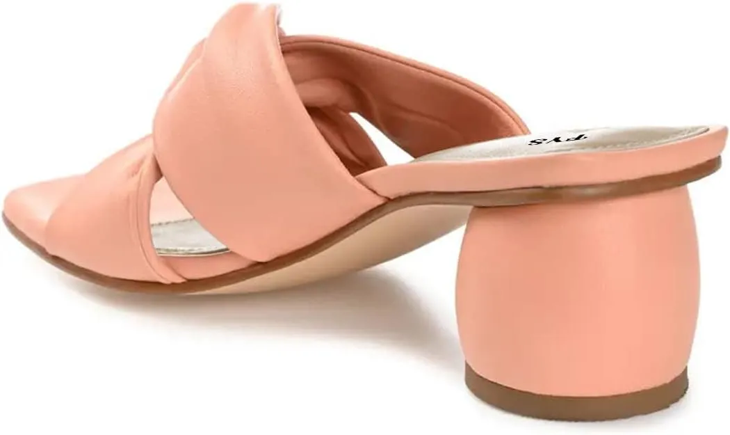 FYS Women Block Chunky Heel Slide Sandal Cross Strap Cutout Mule Square Open Toe Slippers Backless Party Summer Dressy Shoes Size 4-15 US