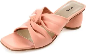 FYS Women Block Chunky Heel Slide Sandal Cross Strap Cutout Mule Square Open Toe Slippers Backless Party Summer Dressy Shoes Size 4-15 US