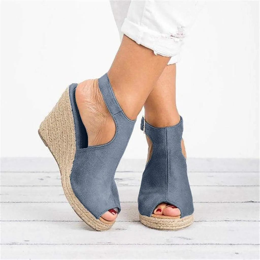 Gibobby Womens Summer Shoes,Women's Fish Mouth Espadrilles Slingback Platforms Sandals High Heel Ankle Strap Beach Shoes