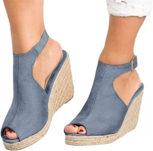 Gibobby Womens Summer Shoes,Women's Fish Mouth Espadrilles Slingback Platforms Sandals High Heel Ankle Strap Beach Shoes