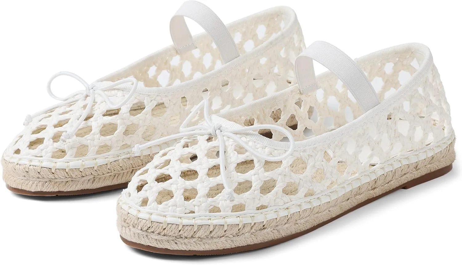 Goiphrri Platform Mary Jane Flats for Women Espadrilles Bow Knot Mary Janes Straw Woven Mesh Ballet Flats for Women Flatform Dress Pumps