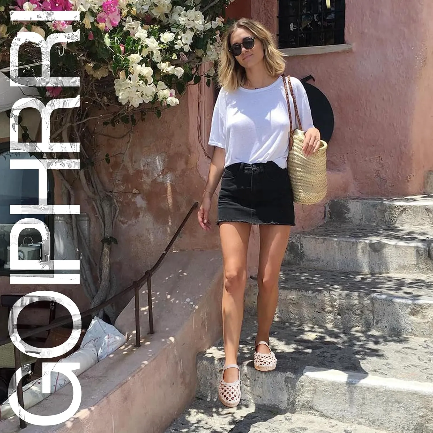 Goiphrri Platform Mary Jane Flats for Women Espadrilles Bow Knot Mary Janes Straw Woven Mesh Ballet Flats for Women Flatform Dress Pumps