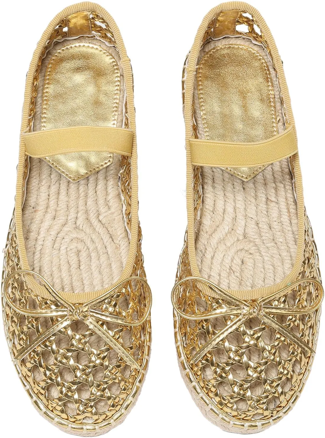 Goiphrri Platform Mary Jane Flats for Women Espadrilles Bow Knot Mary Janes Straw Woven Mesh Ballet Flats for Women Flatform Dress Pumps