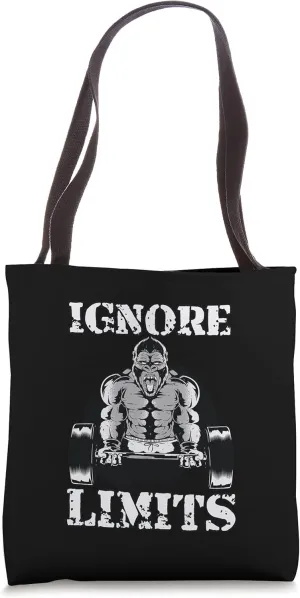 Gorilla Lifting Weights Ignore Limits Fitness Deadlift Tote Bag