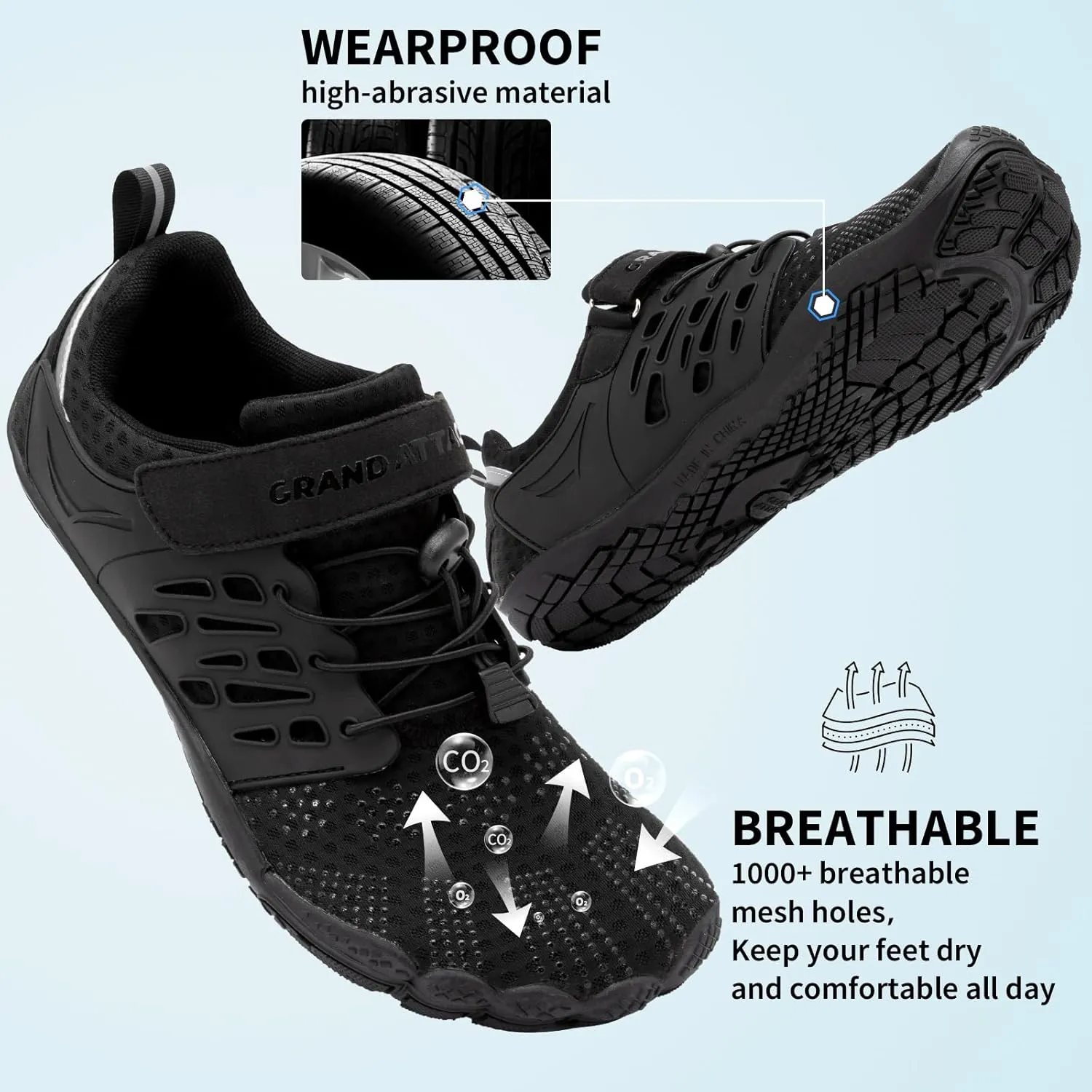 Grand Attack Barefoot Shoes Women Minimalist Zero Drop Lightweight Cross-Trainer for Wrestling Boxing Weightlifting Walking Shoes