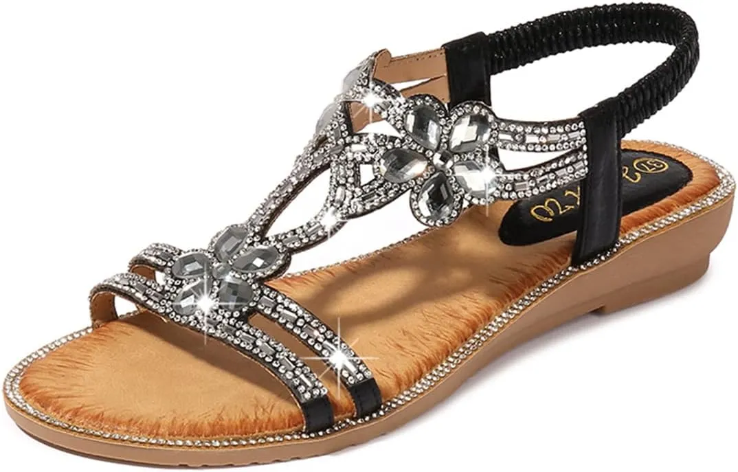 HNGHOU Women's Summer Sandal Shoes Casual Comfortable Open Toe Low Wedge Sandals