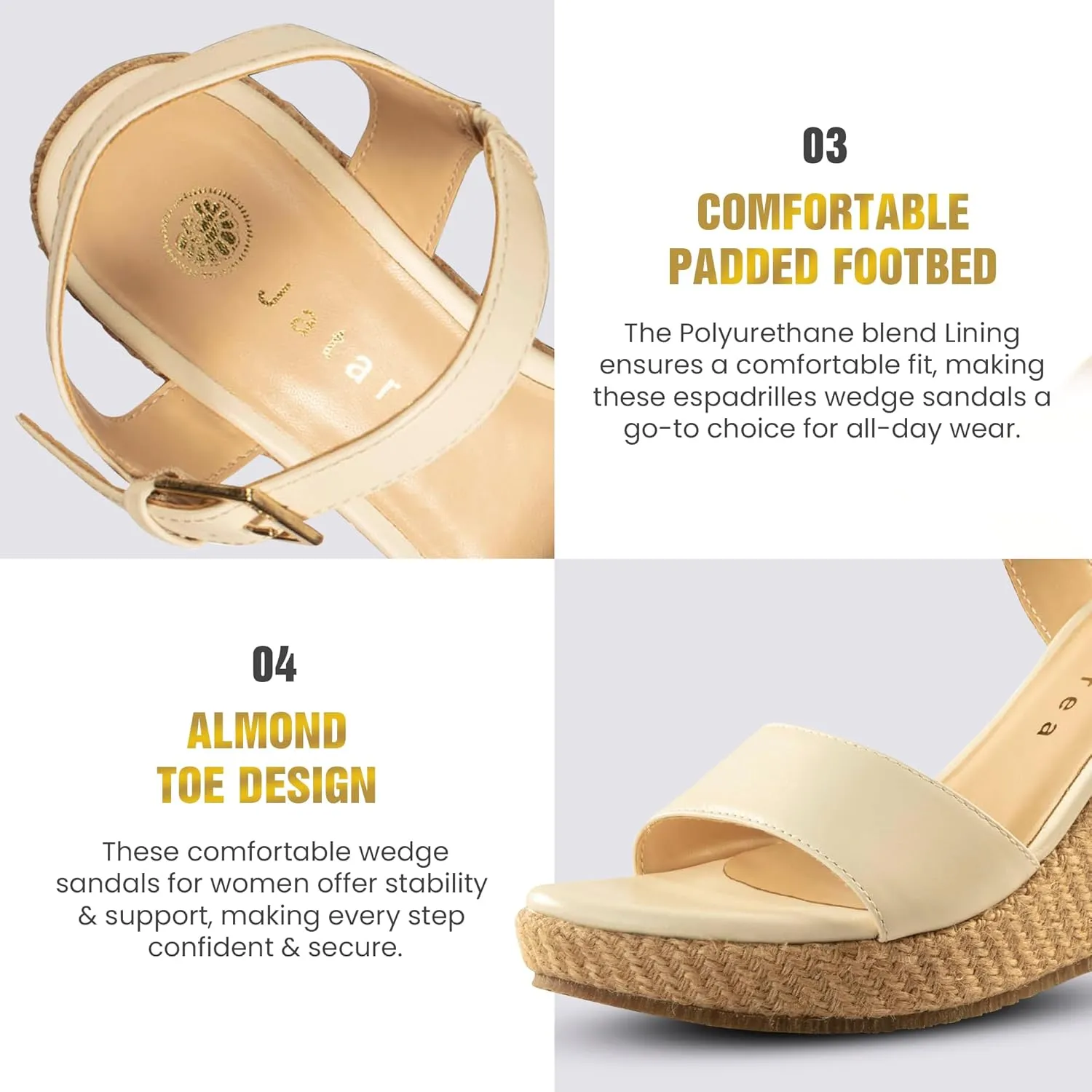 JATAREA Leather Wedge Sandals for Women | Women's Sandals Perfect for Summer