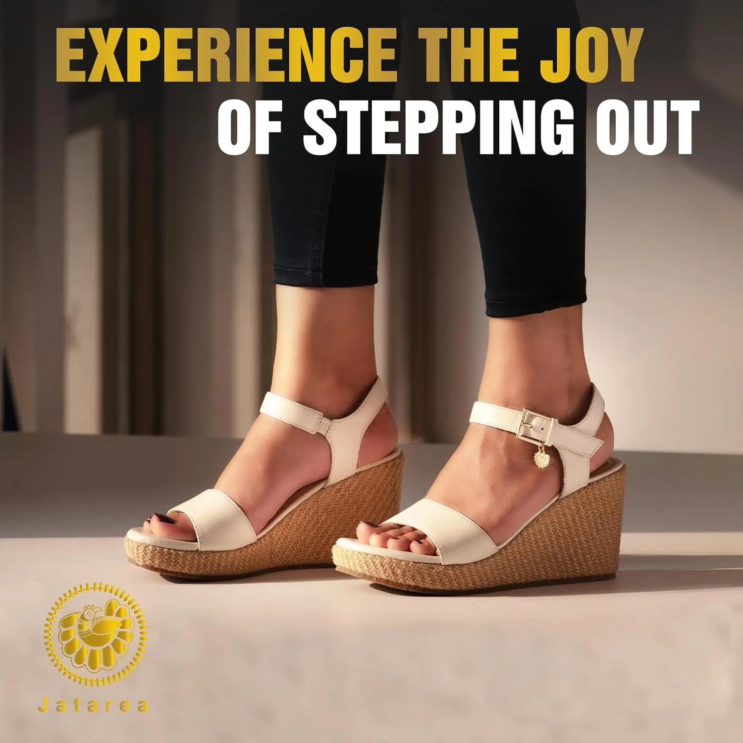 JATAREA Leather Wedge Sandals for Women | Women's Sandals Perfect for Summer
