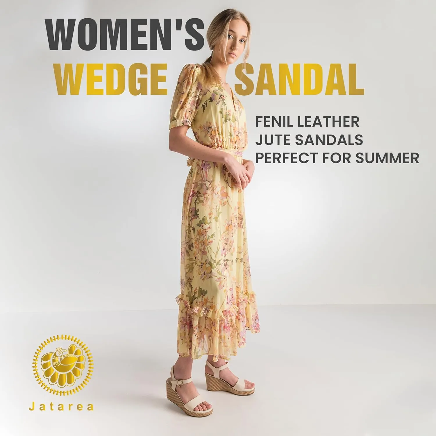 JATAREA Leather Wedge Sandals for Women | Women's Sandals Perfect for Summer