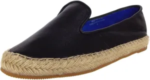 Jeffrey Campbell Womens Abides Black Leather Rounded Toe Espadrille Flat Loafers