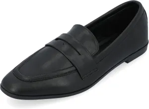 Journee Collection Womens Myeesha Penny Loafer Flat Slip On Square Toe Block Heel Leather Dress Shoe