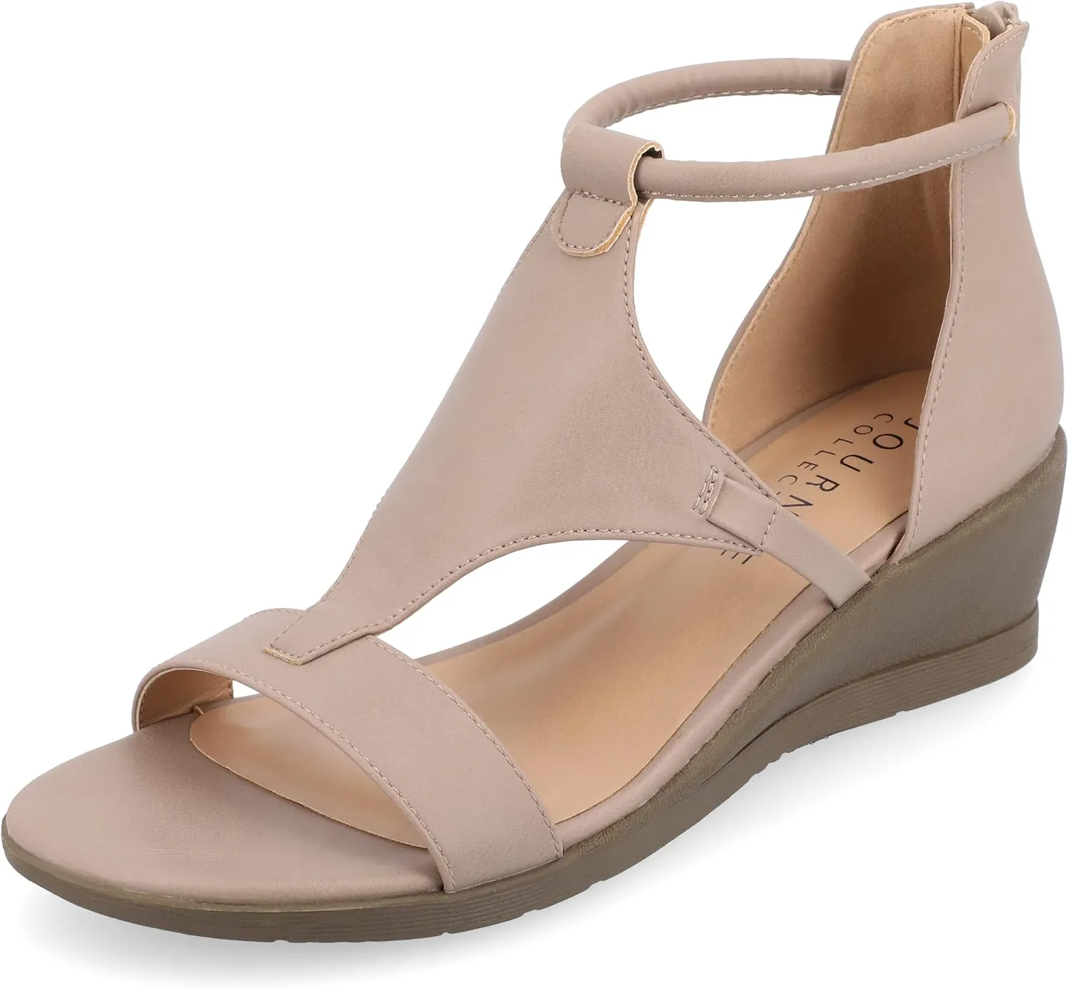 Journee Collection Womens Trayle Faux Leather Strappy Wedge Sandals