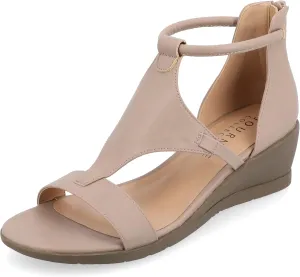 Journee Collection Womens Trayle Faux Leather Strappy Wedge Sandals