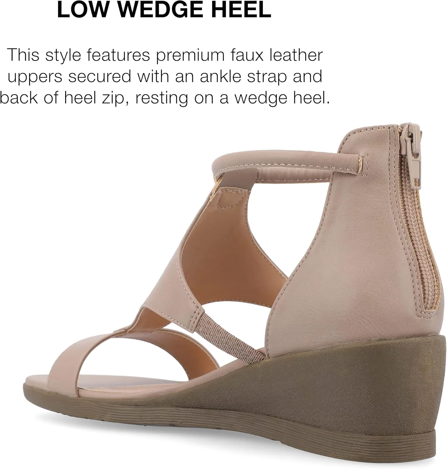 Journee Collection Womens Trayle Faux Leather Strappy Wedge Sandals
