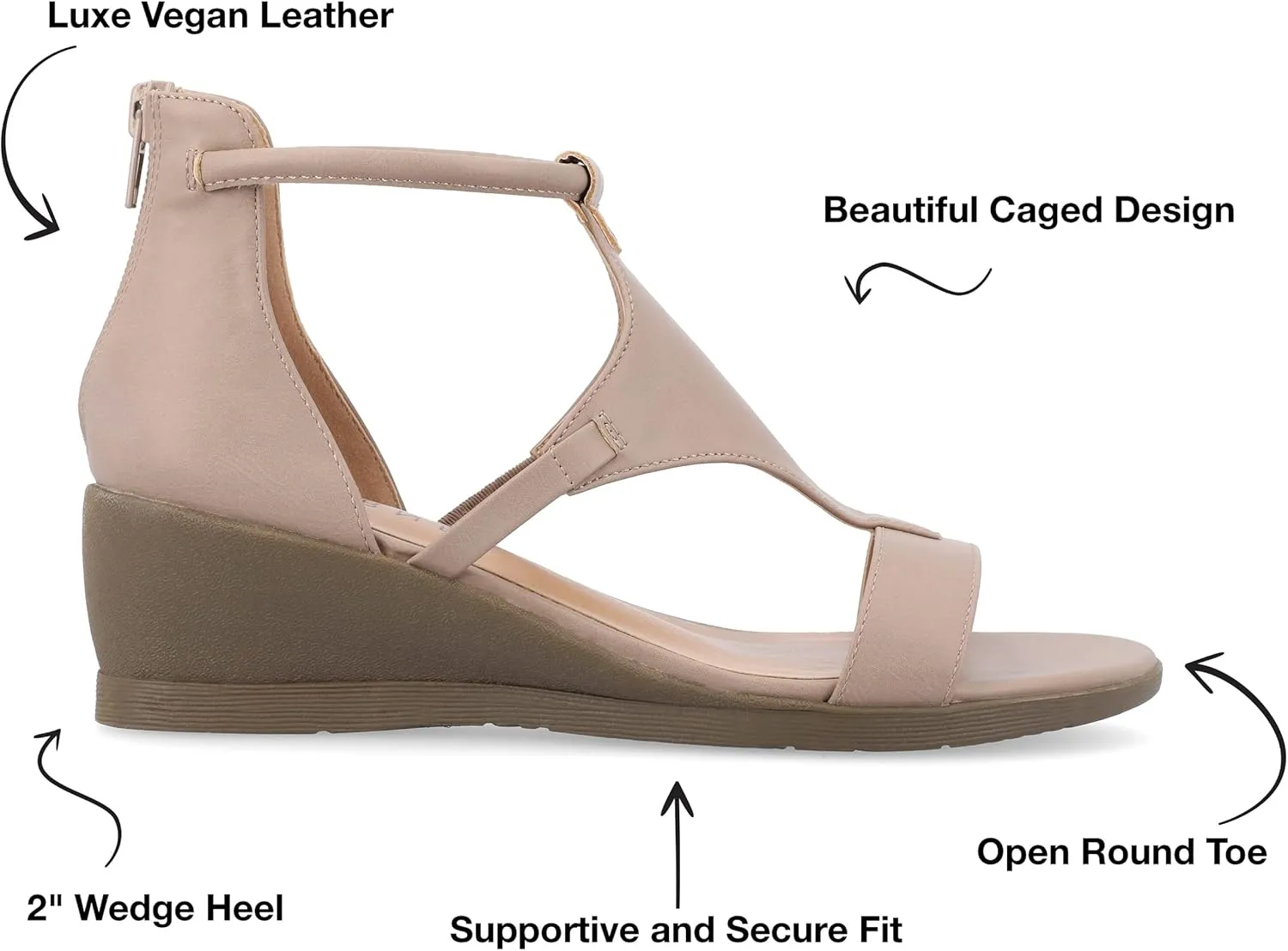 Journee Collection Womens Trayle Faux Leather Strappy Wedge Sandals