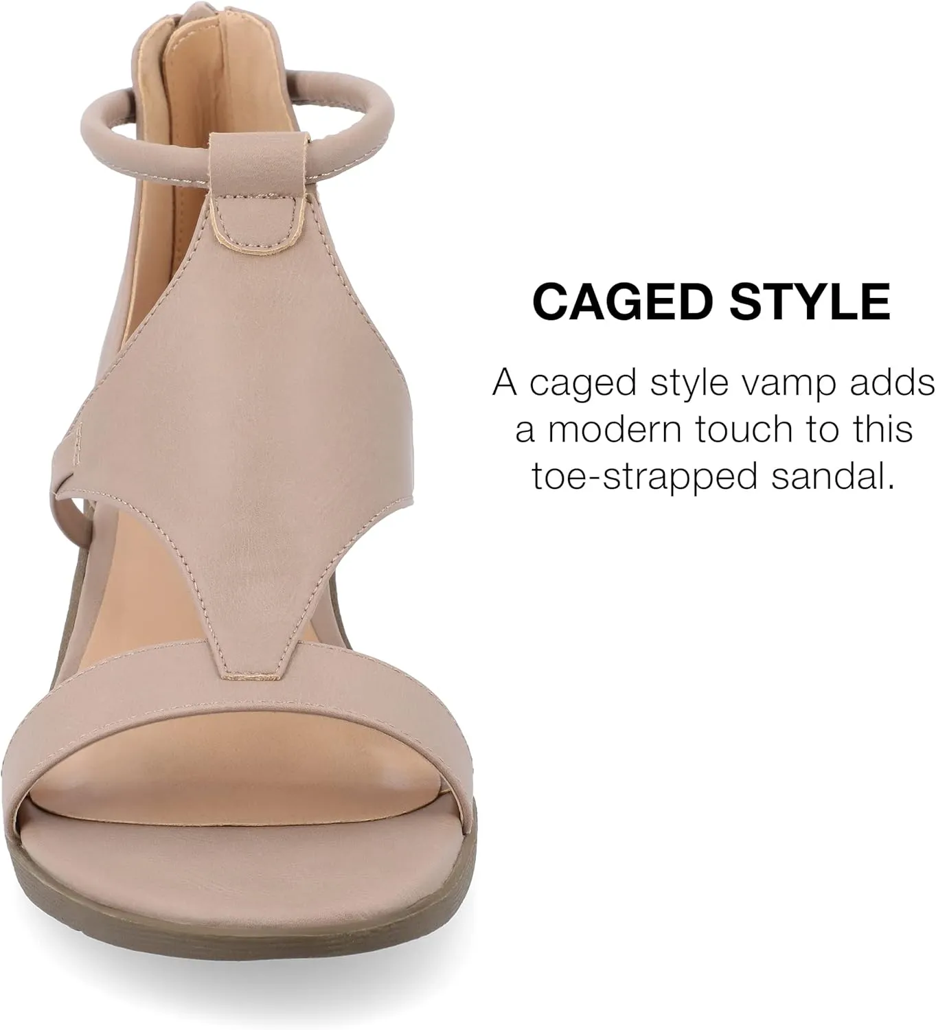 Journee Collection Womens Trayle Faux Leather Strappy Wedge Sandals