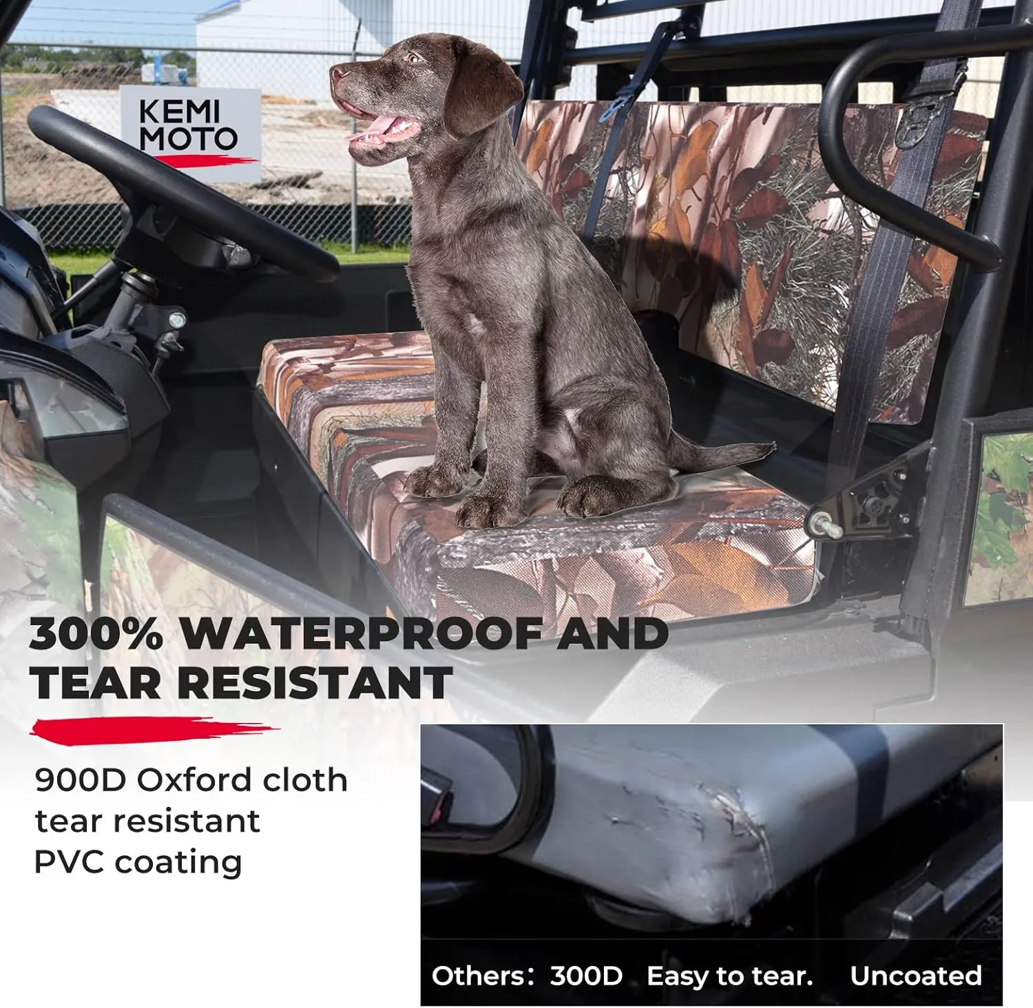 KEMIMOTO Front Bench Seat Cover Compatible with Kawasaki Mule PRO-FXT DXT FX DX 2015-2023 Replace OEM Part KAF080-039 Camo Rear Seat Cover