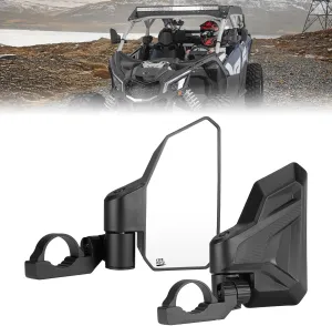 KEMIMOTO UTV Side Mirrors, Spring Back Feature Mirrors for 1.65"-2.0" Roll Cage, No Need to Readjust After Fold, Compatible with Polaris RZR/Can Am X3/Pioneer/Talon/Mule/CFMOTO