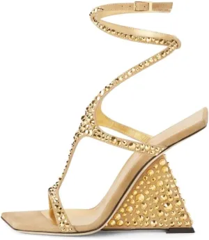 Kluolandi Women's Wedge Heeled Sandals Open Toe Criss-cross Strappy Sandals Heels Dress Shoes with Cut-out Design