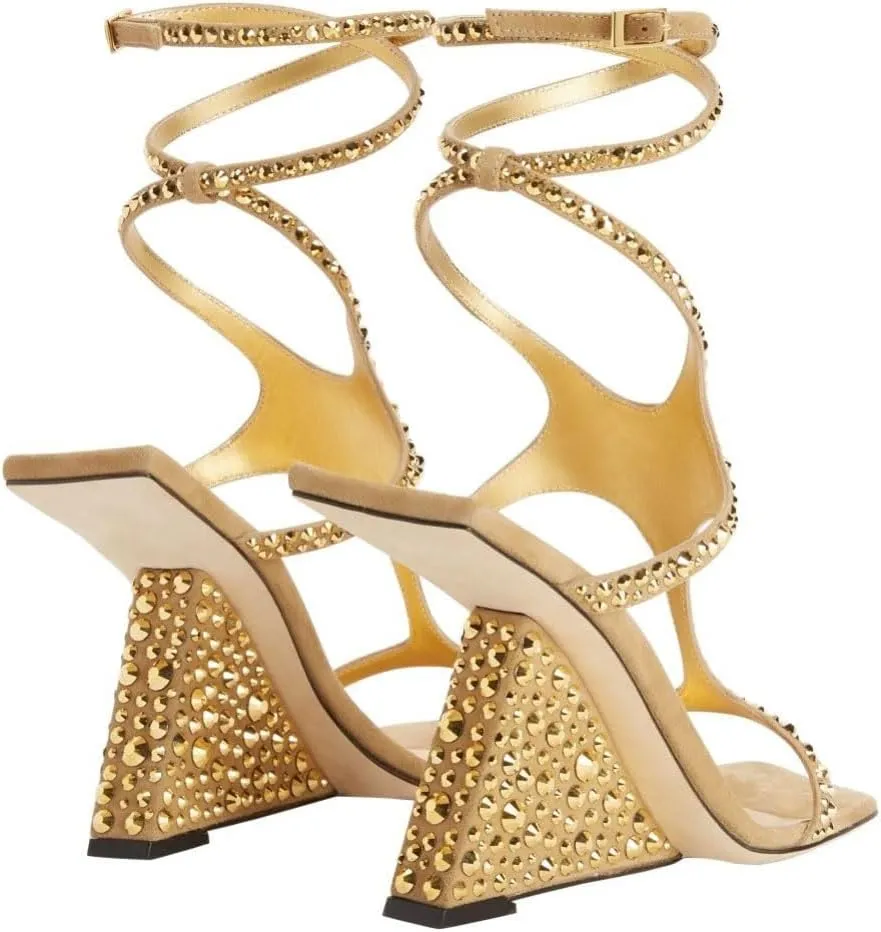 Kluolandi Women's Wedge Heeled Sandals Open Toe Criss-cross Strappy Sandals Heels Dress Shoes with Cut-out Design