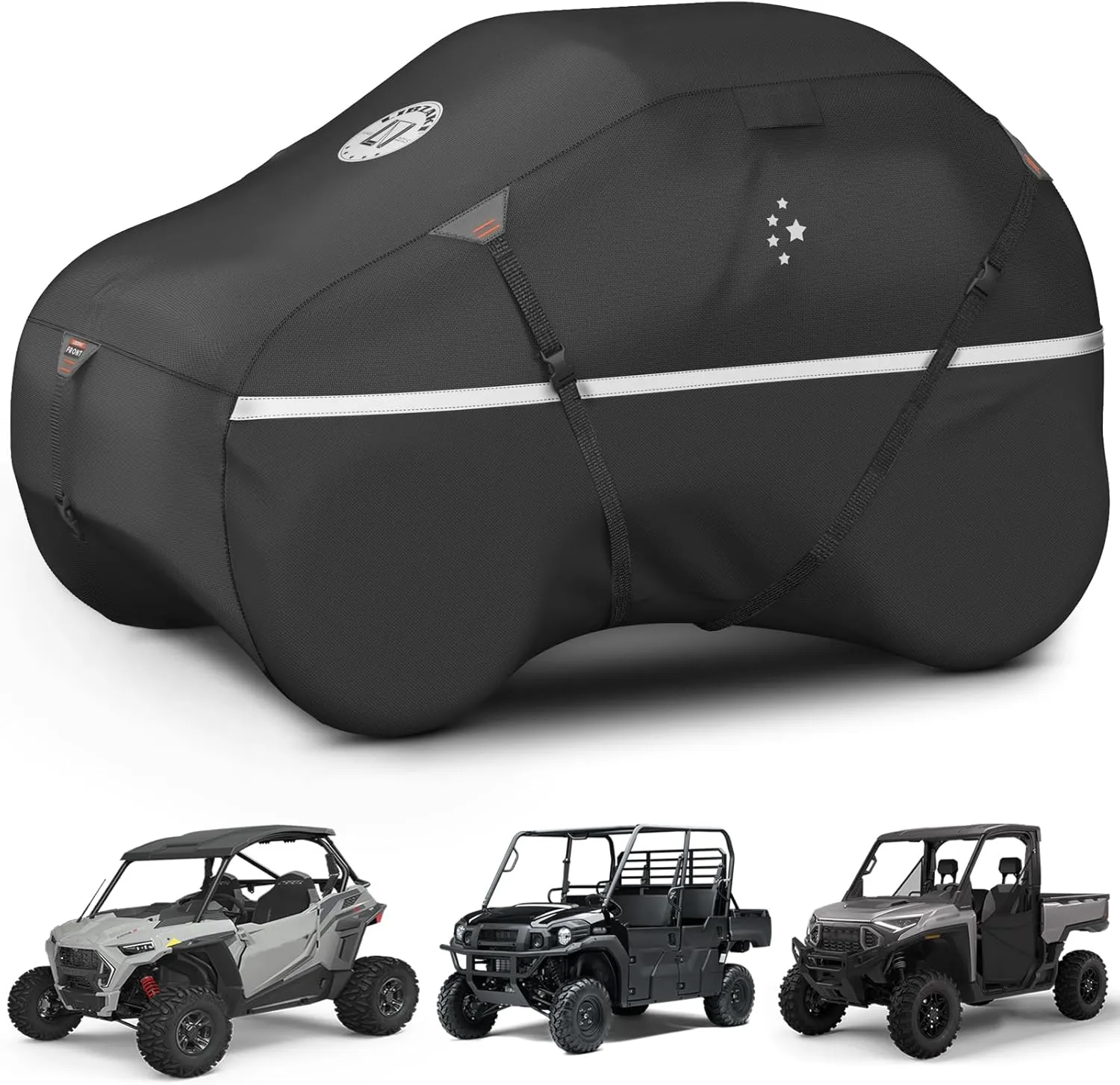 LIBZAKI UTV Covers,420D Heavy Duty Waterproof UTV Cover 2-3 Seaters/4-6 Seaters for Polaris Ranger RZR PRO XP 4 Yamaha Rhino Can-Am Defender Pioneer Kawasaki Mule Sxs Teryx Black-XL