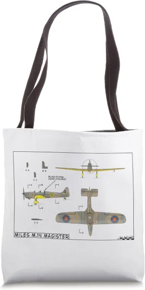 Miles M.14 Magister British WW2 Trainer Aircraft Diagram Tote Bag