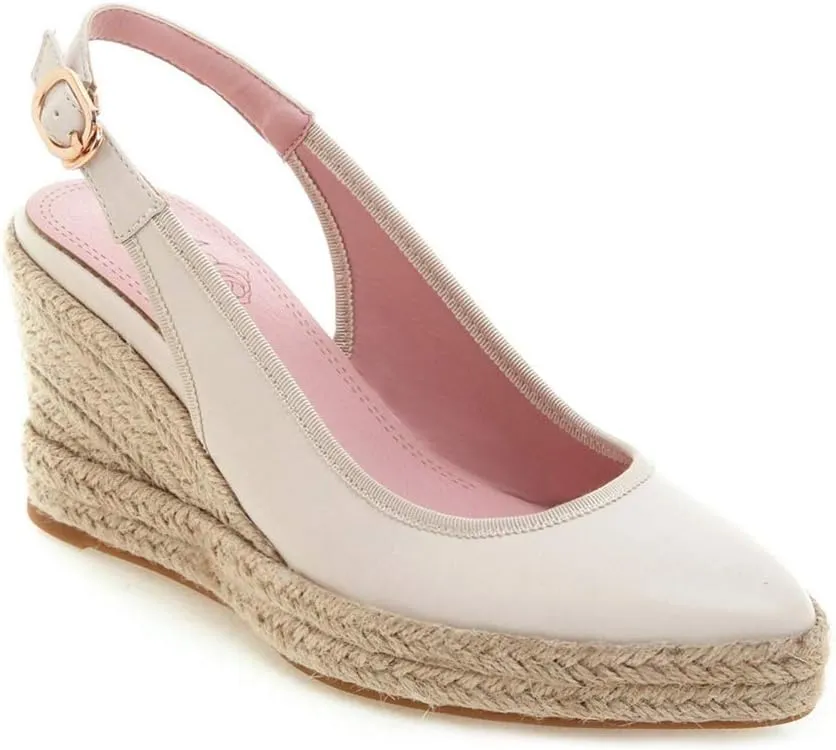 MIOKE Women's Espadrille Wedge Sandals Pointed Toe Slingback Strap Chunky Platform High Heel Dress Shoes