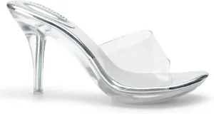 NBUUNBU Silver Clear Heels For Women Dress Shoes Transparent Strap Sexy Stilletos Heels Open Toe High Silver Heeled Sandals Pump Mules