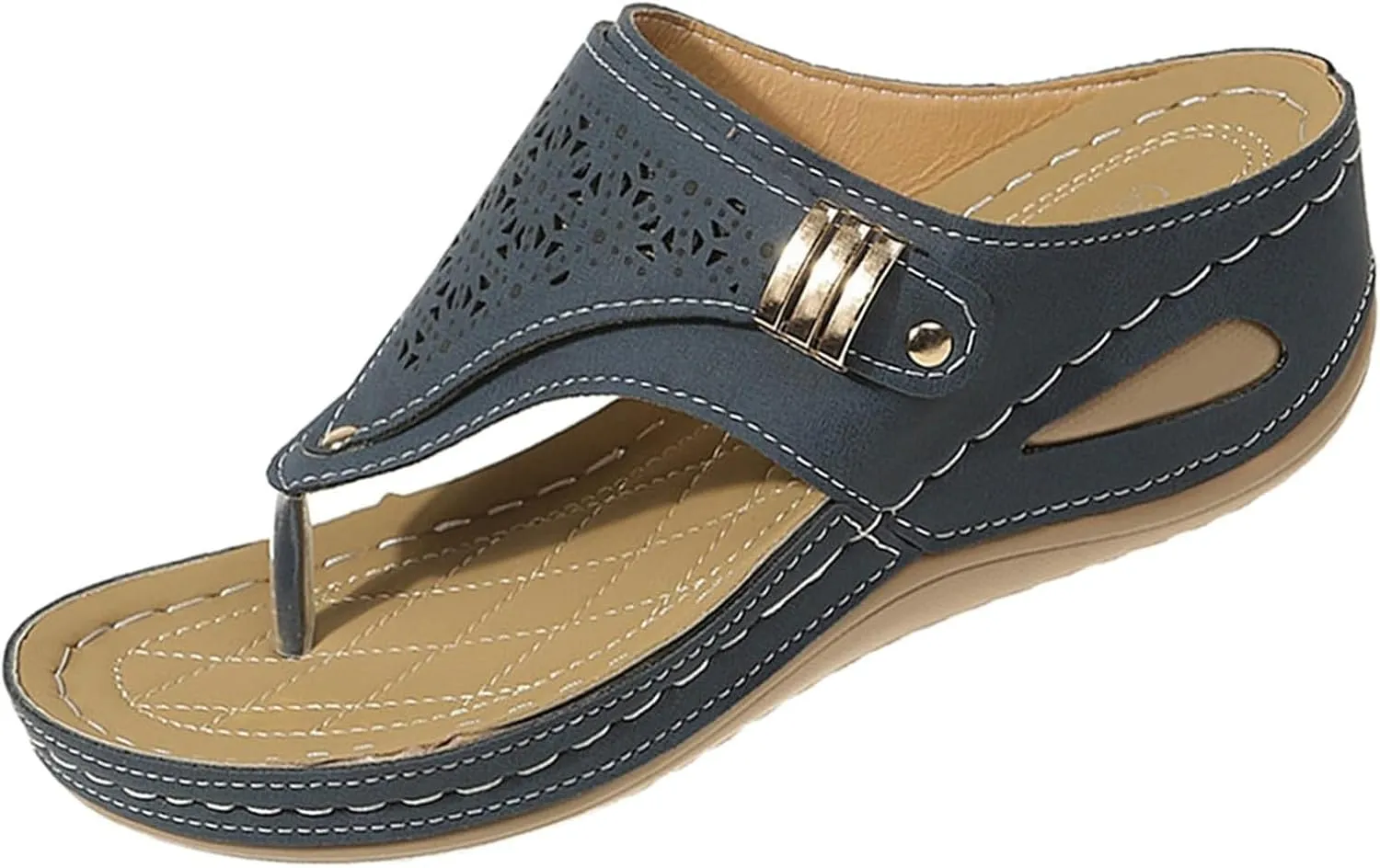 Orthopedic Sandals for Women Arch Support Platform Wedges Comfortable Flip Flops Slip on Mesh Hollow Sports Sandal