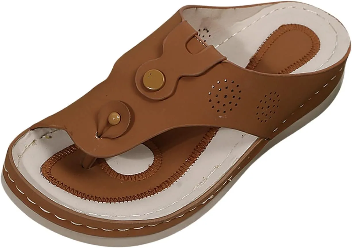 Orthopedic Sandals for Women Casual Open Toe Slip On Comfortable Slippers Arch Support Flip Flops Sandal