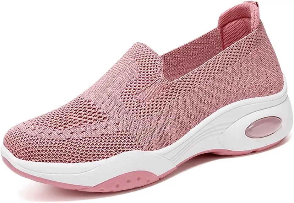 Padgene Women Walking Shoes Sock Sneakers Slip-On Breathable Mesh Trainers Women's Comfortable Casual Ladies Air Cushion Athletic Shoes Running Jogging Shoes