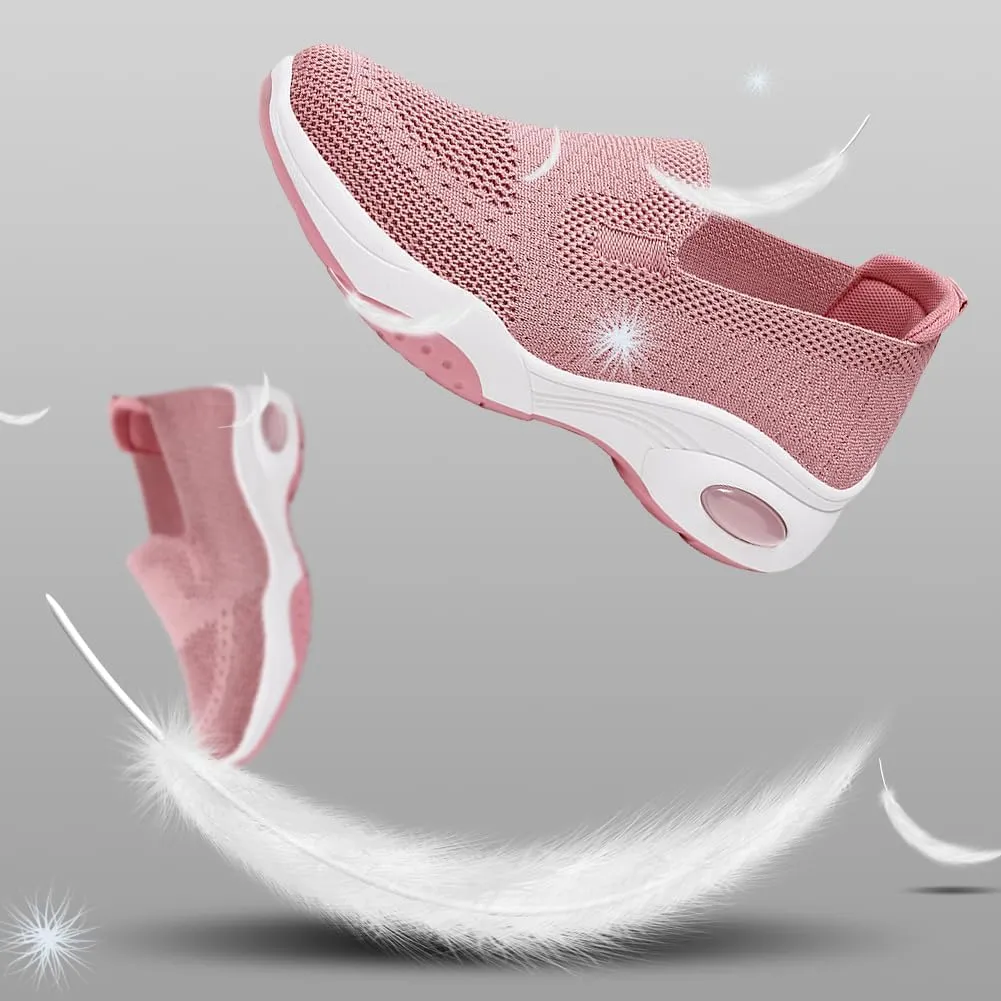 Padgene Women Walking Shoes Sock Sneakers Slip-On Breathable Mesh Trainers Women's Comfortable Casual Ladies Air Cushion Athletic Shoes Running Jogging Shoes