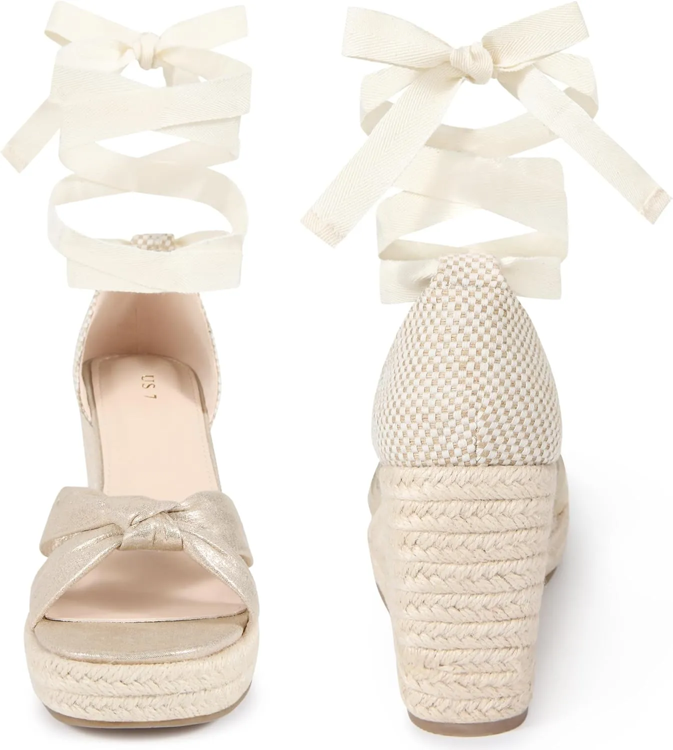 Perphy Lace Up Platform Espadrilles Wedges Heel Sandals for Women
