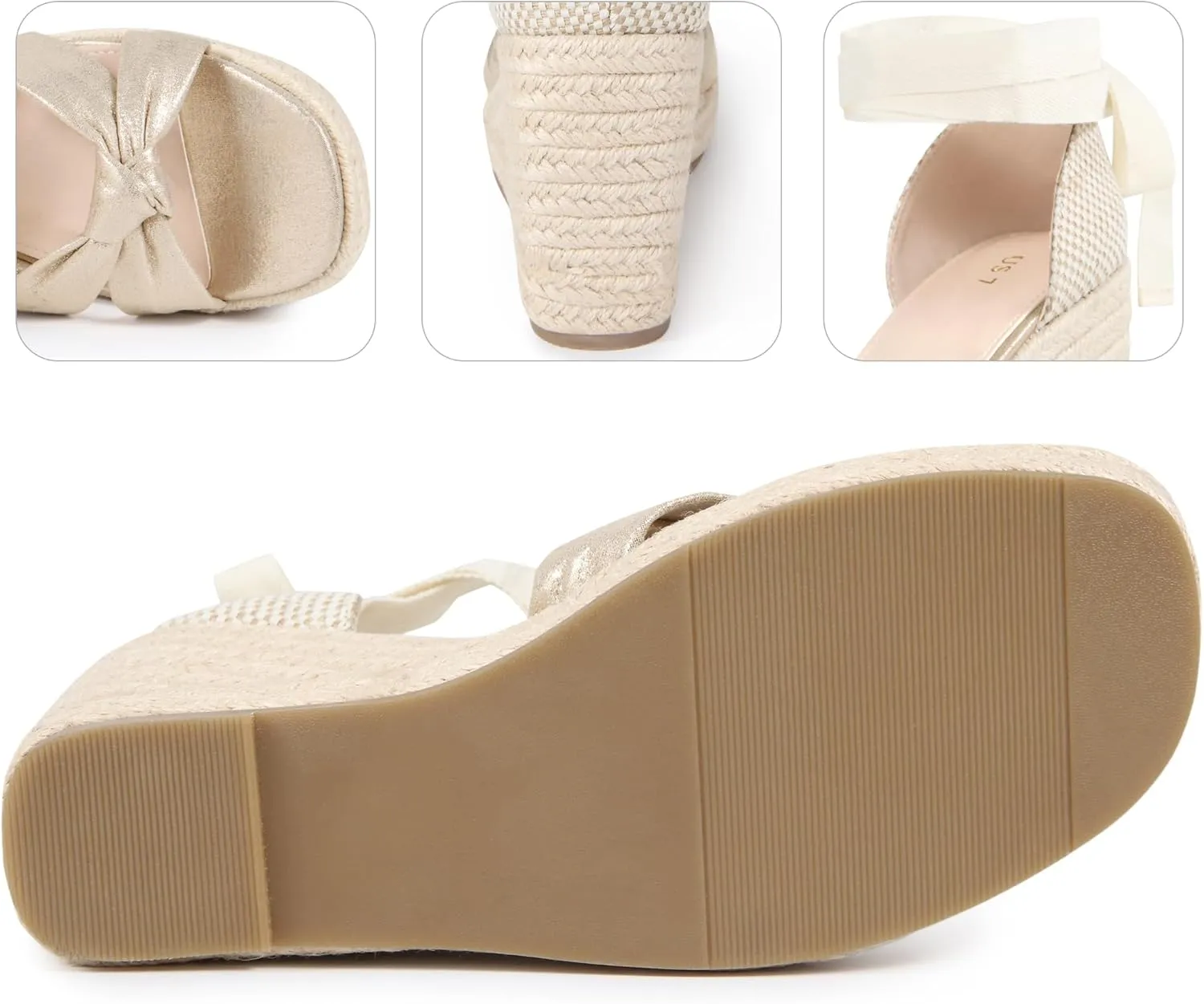 Perphy Lace Up Platform Espadrilles Wedges Heel Sandals for Women