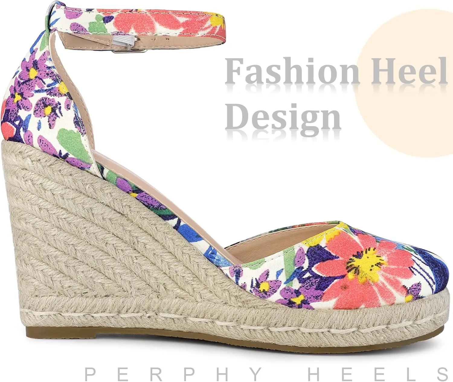 Perphy Platform Espadrilles Closed Toe Wedge Heel Sandals Wedges for Women