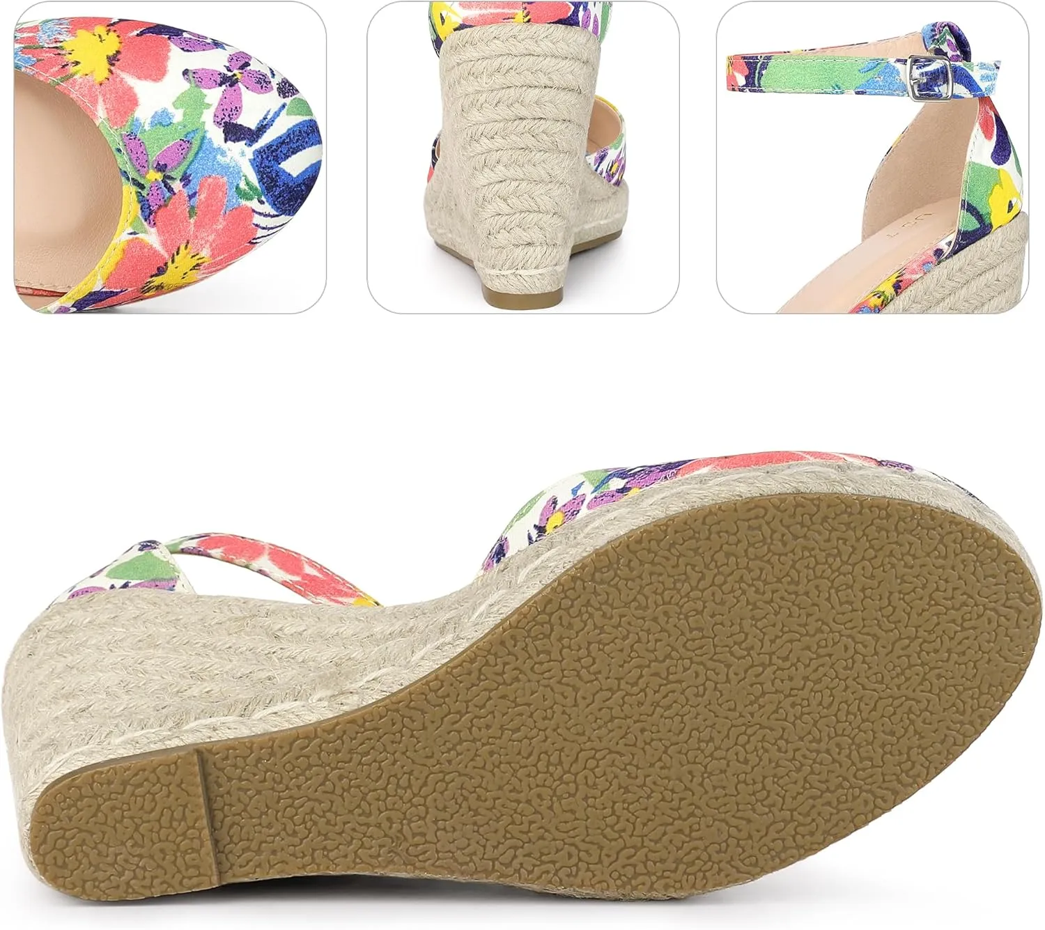 Perphy Platform Espadrilles Closed Toe Wedge Heel Sandals Wedges for Women