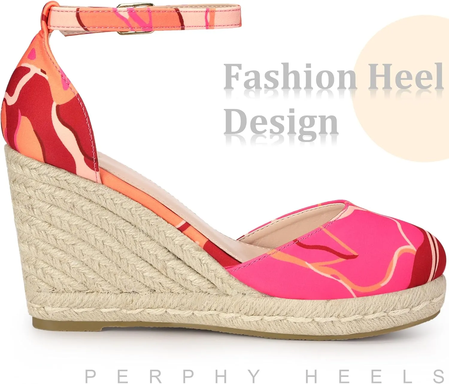 Perphy Platform Espadrilles Closed Toe Wedge Heel Sandals Wedges for Women