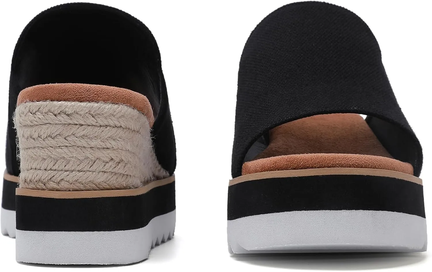 Platform Sandals Espadrilles Mules for Women Wedge Open Toe Slip On Sandals Raffia Womens Slides Shoes for Summer Vacation Beach Casual
