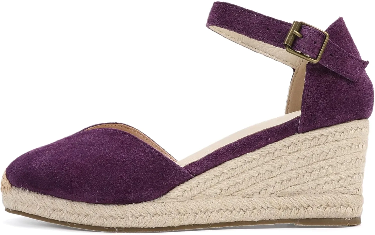 Platform Wedges Sandals for Women, 3" Wedge, Ankle-Strap, Cap Toe, Summer Espadrilles Heel Shoes