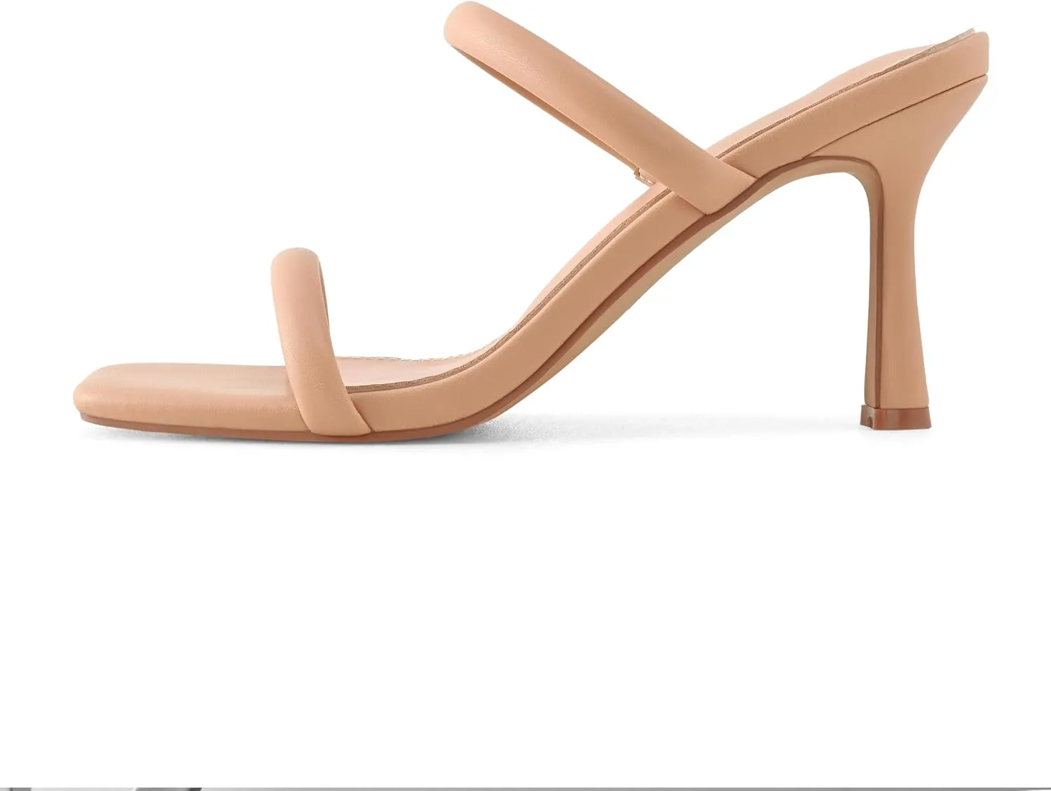 Shoe'N Tale Women's Strappy Heels Kitten Heeled Mules Two Straps Square Open Toe Slip On Sandals