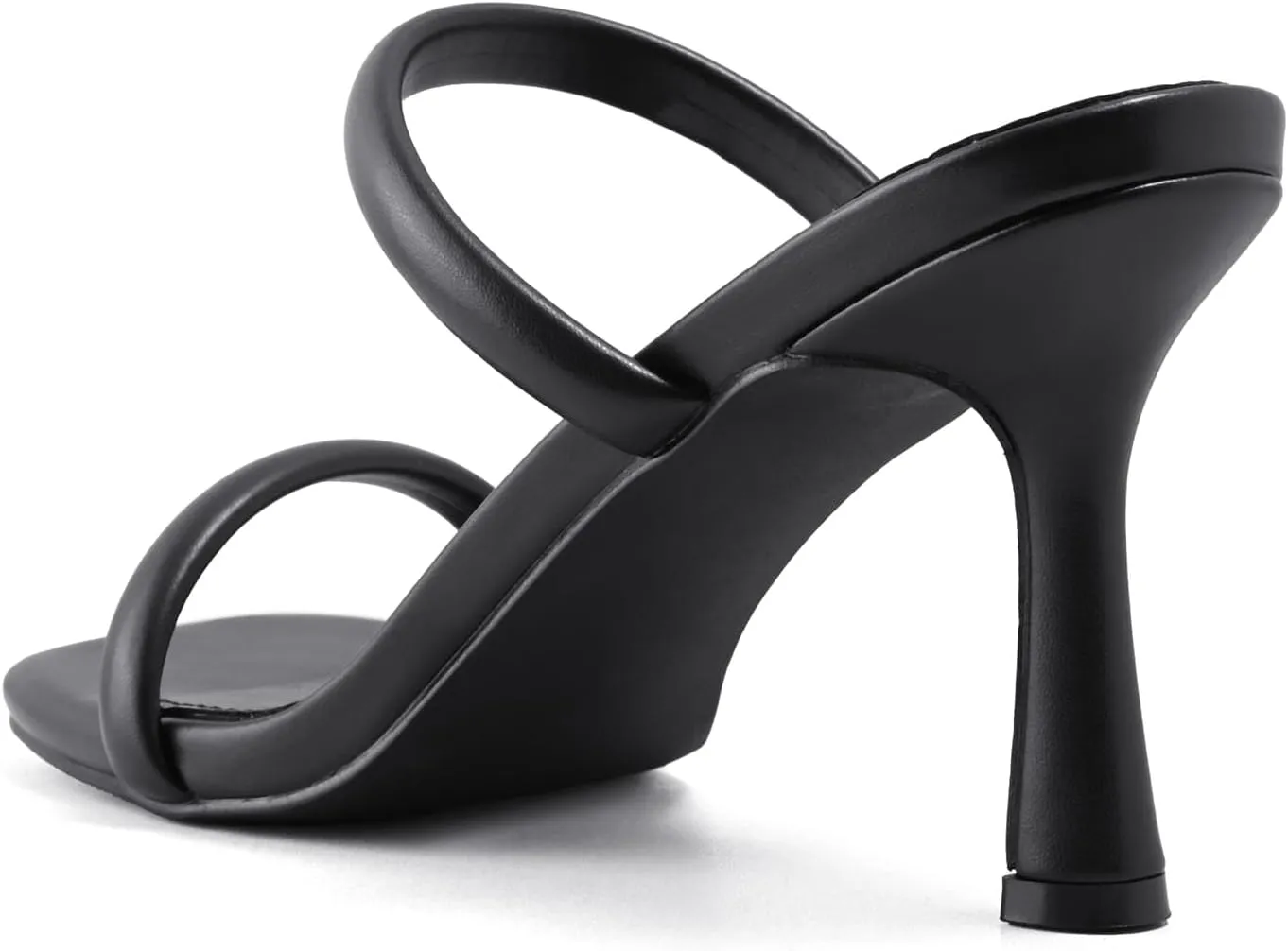 Shoe'N Tale Women's Strappy Heels Kitten Heeled Mules Two Straps Square Open Toe Slip On Sandals