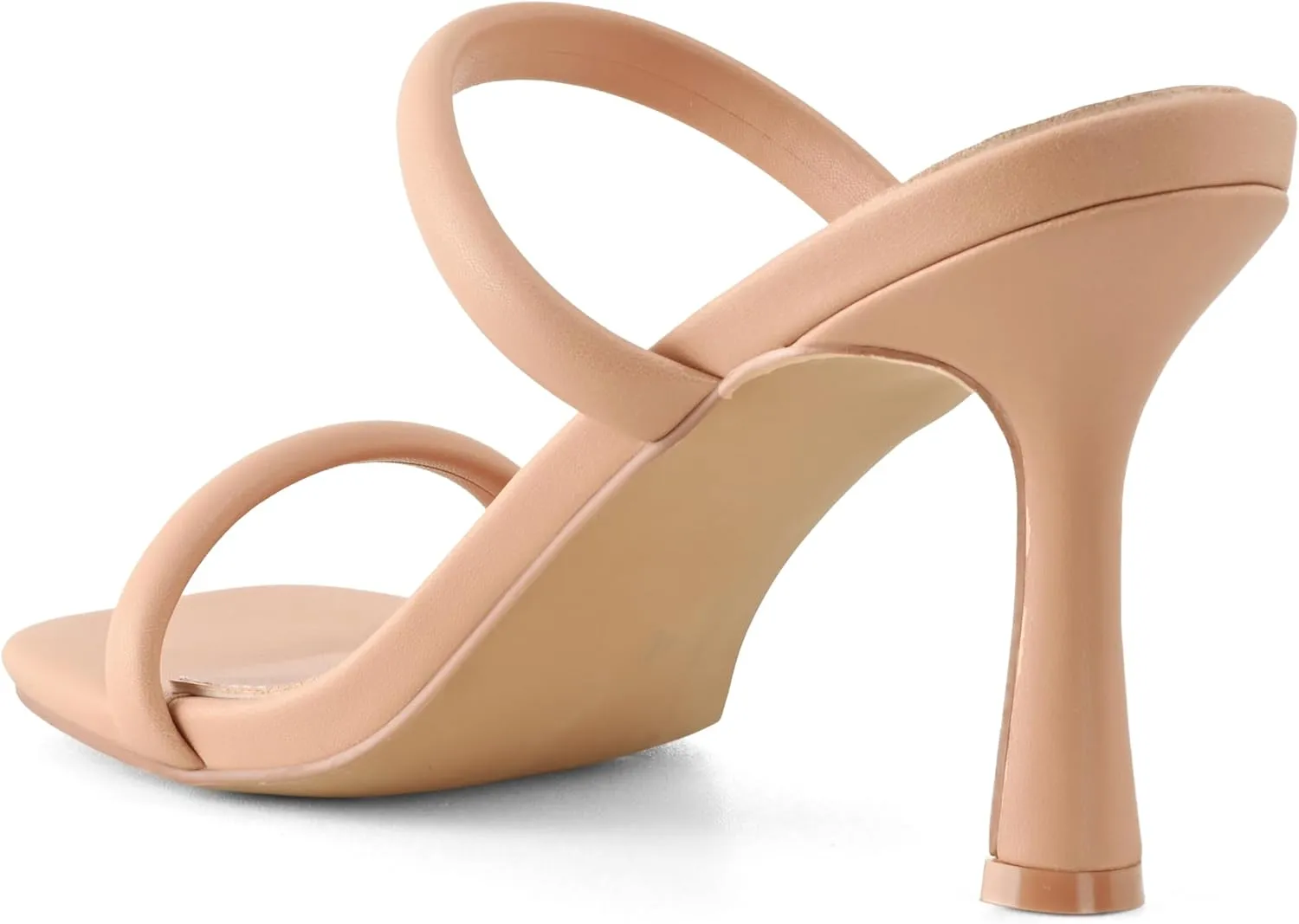 Shoe'N Tale Women's Strappy Heels Kitten Heeled Mules Two Straps Square Open Toe Slip On Sandals