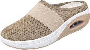Slip On Mules for Womens Breathable Mesh Walking Mules Sneakers Slip-On Open Back Mule Outdoor Casual Non Slip Orthopedic Sneakers with Arch Support Comfy Slippers Slides Closed Toe