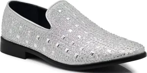 SPK11 Men's Vintage Fashion Rhinestone Designer Dress Loafers Slip On Shoes Classic Tuxedo Dress Shoes