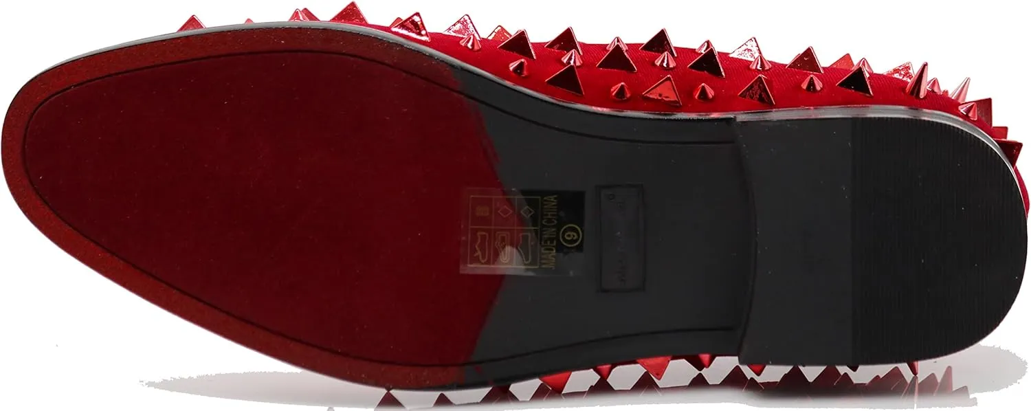 SPK16 Men's Vintage Spike Dress Loafers Slip On Fashion Shoes Classic Tuxedo Dress Shoes