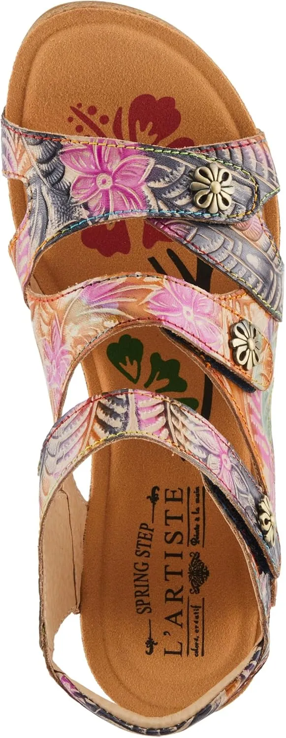Spring Step L'Artiste Bonvoyage Wedge Sandals for Women - Hand Painted Ladies Platform Sandals - Women's Espadrille sandals for Beaches, Parks, Meadows